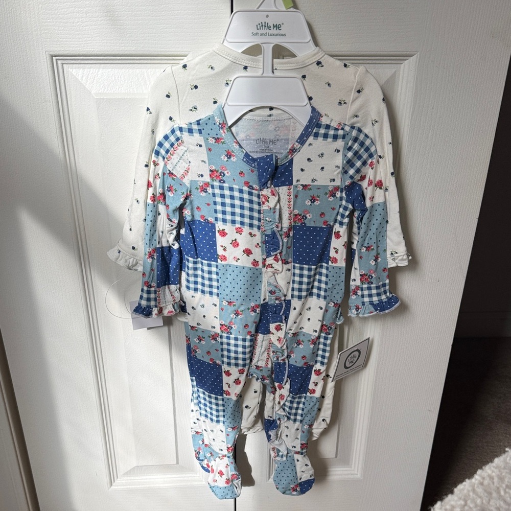 Chic Blue and White Kids Footie